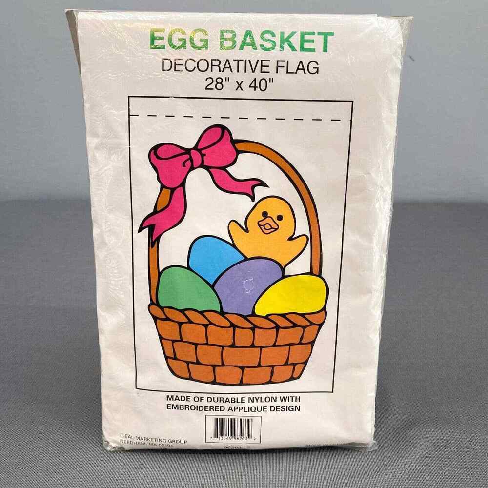 VTG Easter Egg Basket Garden Flag 28x40 Nylon Applique Chick Outdoor Decor 28x40